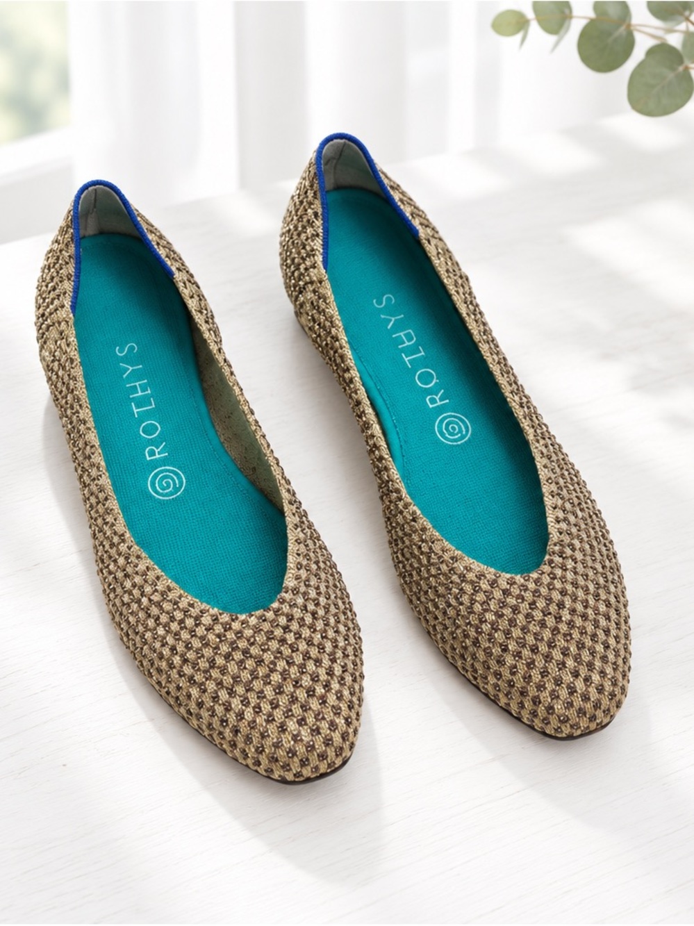 Rothy’s Limited Edition Multi~Metallic Sparkling Round Flats Size 8M - EUC